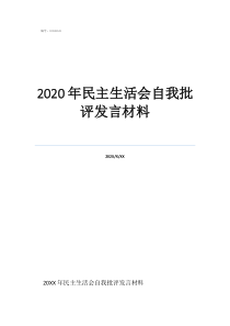 2020年民主生活會自我批評發(fā)言材料