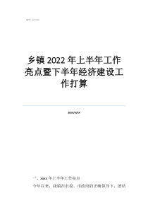 鄉(xiāng)鎮(zhèn)工作亮點范文鄉(xiāng)鎮(zhèn)2022年上半年工作亮點暨下半年經(jīng)濟建設(shè)工作打算