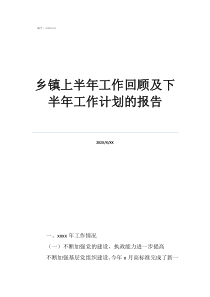 明年工作計劃范文鄉(xiāng)鎮(zhèn)上半年工作回顧及下半年工作計劃的報告