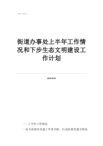 街道辦事處健康教育工作計劃街道辦事處上半年工作情況和下步生態(tài)文明建設(shè)工作計劃