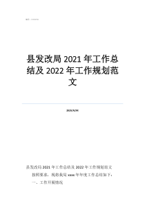 工作總結(jié)中的未來(lái)規(guī)劃縣發(fā)改局2021年工作總結(jié)及2022年工作規(guī)劃范文