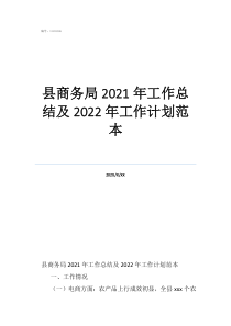 縣商務(wù)局2021年工作總結(jié)及2022年工作計(jì)劃范本