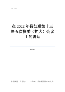 婦聯(lián)活動記錄內(nèi)容怎么在2022年縣婦聯(lián)第十三屆五次執(zhí)委（擴(kuò)大）會議上的講話
