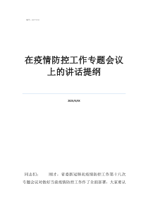 持續(xù)疫情防控講話在疫情防控工作專題會議上的講話提綱