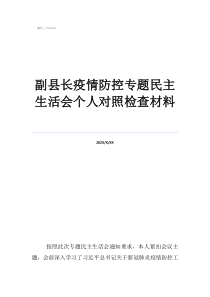 縣長暗訪督導(dǎo)疫情防控副縣長疫情防控專題民主生活會個人對照檢查材料