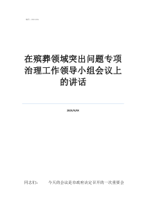 在殯葬領(lǐng)域突出問題專項(xiàng)治理工作領(lǐng)導(dǎo)小組會(huì)議上的講話