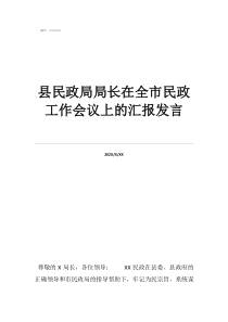 第十三次民政工作會議縣民政局局長在全市民政工作會議上的匯報發(fā)言