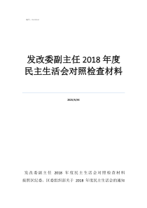 發(fā)改委副主任2018年度民主生活會(huì)對(duì)照檢查材料