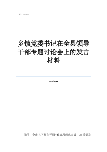 鄉(xiāng)鎮(zhèn)黨委書記在全縣領(lǐng)導(dǎo)干部專題討論會(huì)上的發(fā)言材料