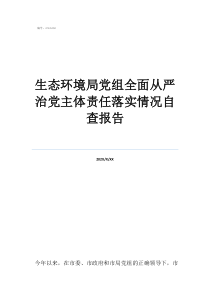 生態(tài)環(huán)境局黨組全面從嚴(yán)治黨主體責(zé)任落實(shí)情況自查報(bào)告