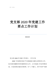 最新黨支部工作要點黨支部2020年黨建工作要點工作計劃