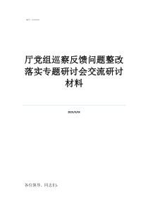 廳黨組巡察反饋問題整改落實專題研討會交流研討材料