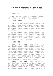 2021年鄉(xiāng)鎮(zhèn)街道招商引資工作自查報(bào)告docx