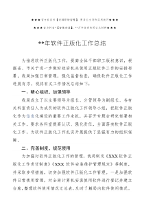 年軟件正版化工作總結(jié)
