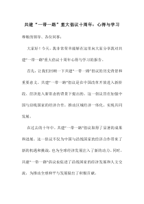 共建“一帶一路”重大倡議十周年：心得與學(xué)習(xí)