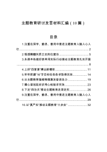 主題教育研討發(fā)言材料匯編（10篇）
