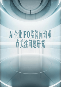 AI企業(yè)IPO監(jiān)管問(wèn)詢重點(diǎn)關(guān)注問(wèn)題研究