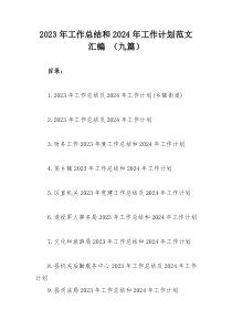 2023年工作總結(jié)和2024年工作計劃范文匯編 （九篇）
