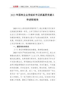 2023年國(guó)有企業(yè)黨組織書記抓基層黨建工作述職報(bào)告