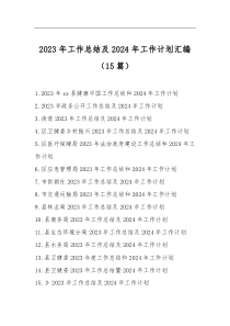 2023年工作總結(jié)及2024年工作計劃匯編（15篇）