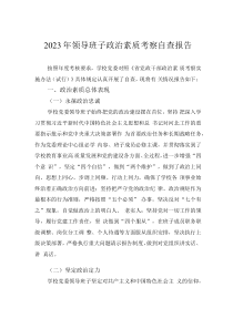 2023年領(lǐng)導(dǎo)班子政治素質(zhì)考察自查報告