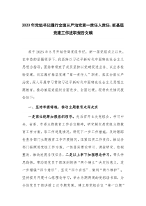 2023年黨組書記履行全面從嚴治黨第一責(zé)任人責(zé)任、抓基層黨建工作述職報告文稿