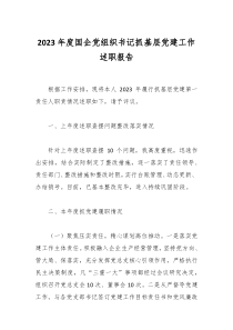 2023年度國企黨組織書記抓基層黨建工作述職報告