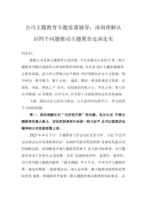 公司主題教育專(zhuān)題黨課輔導(dǎo)：深刻理解認(rèn)識(shí)四個(gè)問(wèn)題 推動(dòng)主題教育走深走實(shí)