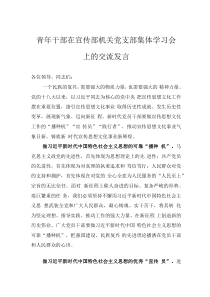 青年干部在宣傳部機關(guān)黨支部集體學(xué)習(xí)會上的交流發(fā)言