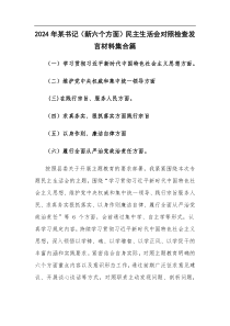 2024年某書記（新六個方面）民主生活會對照檢查發(fā)言材料集合篇
