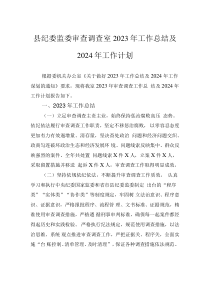 縣紀(jì)委監(jiān)委審查調(diào)查室2023年工作總結(jié)及2024年工作計(jì)劃
