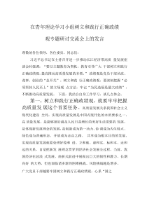 在青年理論學(xué)習(xí)小組樹立和踐行正確政績觀專題研討交流會上的發(fā)言