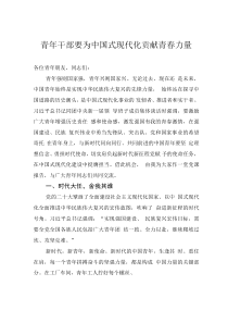 青年干部要為中國式現(xiàn)代化貢獻(xiàn)青春力量