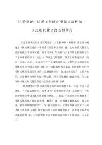 紀(jì)委書記、監(jiān)委主任以高質(zhì)量監(jiān)督護(hù)航中國式現(xiàn)代化建設(shè)心得體會