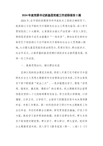 2024年度黨委書記抓基層黨建工作述職報告2篇