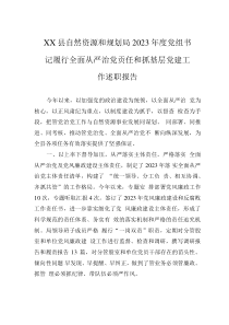 XX縣自然資源和規(guī)劃局2023年度黨組書(shū)記履行全面從嚴(yán)治黨責(zé)任和抓基層黨建工作述職報(bào)告