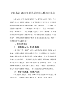 黨組書記2023年抓基層黨建工作述職報(bào)告