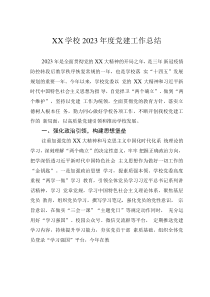 XX學校2023年度黨建工作總結(jié)
