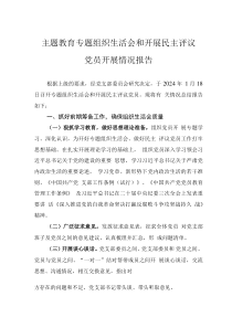 主題教育專題組織生活會(huì)和開展民主評(píng)議黨員開展情況報(bào)告