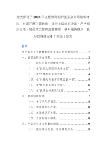 黨支部班子2024年主題教育組織生活會對照剖析材料（對照開展主題教育、執(zhí)行上級組織決定、嚴(yán)格組織生活、加強(qiáng)黨員教育監(jiān)督管理、聯(lián)系服務(wù)群眾、抓好自身建設(shè)6個方面）范文