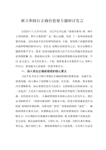 樹立和踐行正確價值觀專題研討發(fā)言