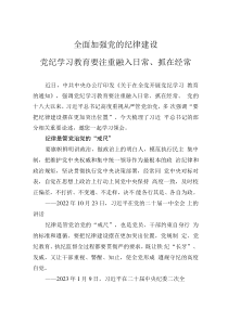 2024全面加強黨的紀律建設(shè)黨政風(fēng)黨紀學(xué)習(xí)教育微黨課(講稿)