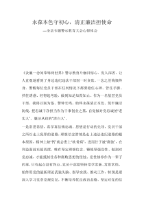 永葆本色初心全縣專題警示教育大會心得體會