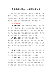 專題組織生活會(huì)個(gè)人對(duì)照檢查材料