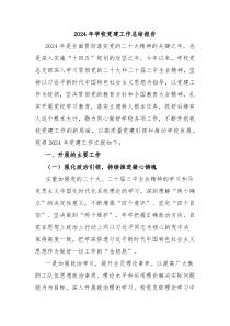 2024年學(xué)校黨建工作總結(jié)報告