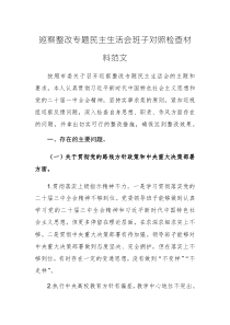 巡察整改專題民主生活會班子對照檢查材料范文