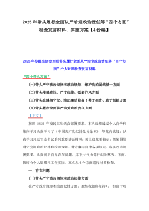 2025年帶頭履行全面從嚴(yán)治黨政治責(zé)任等“四個方面”檢查發(fā)言材料、實施方案【4份稿】