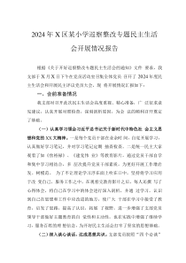 2024年X區(qū)某小學(xué)巡察整改專題民主生活會開展情況報告