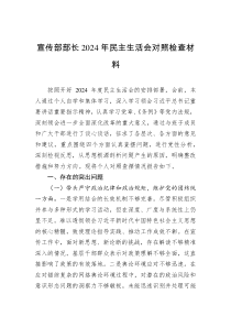 宣傳部部長2024年民主生活會(huì)對照檢查材料