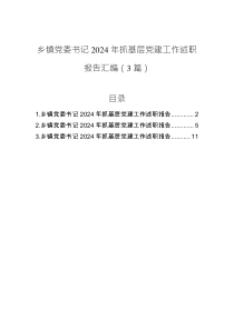 鄉(xiāng)鎮(zhèn)黨委書記2024年抓基層黨建工作述職報(bào)告匯編（3篇）